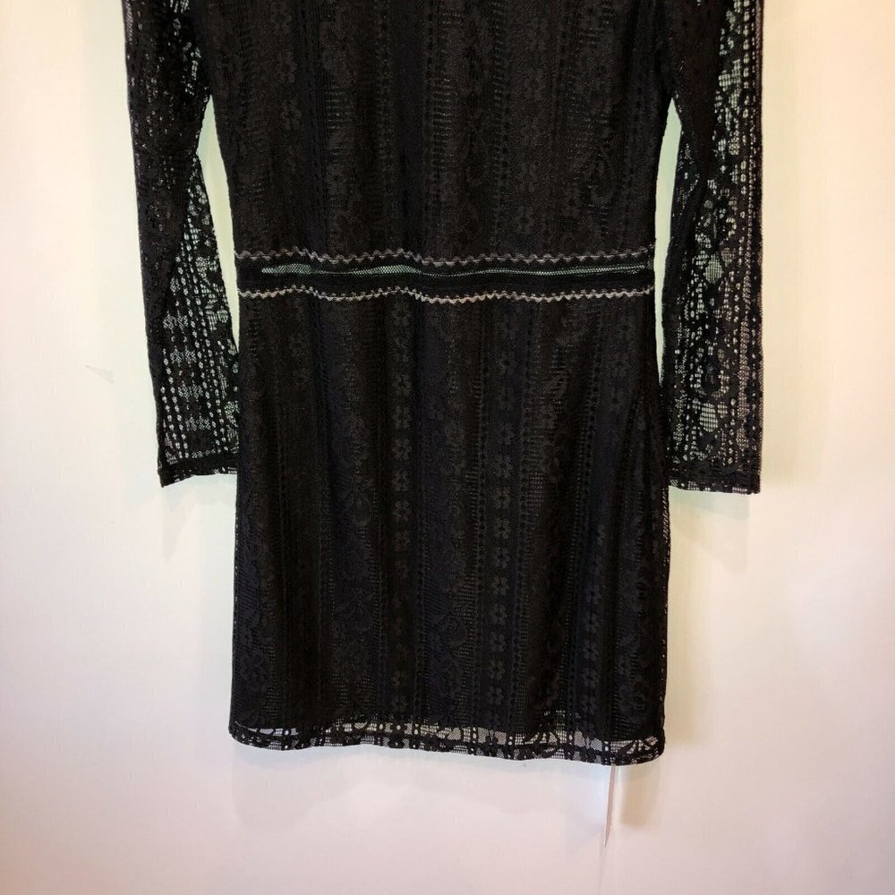 New Aphratti Womens Medium Black Floral Lace Long Sleeve V Neck A-Line Dress M - Picture 7 of 10